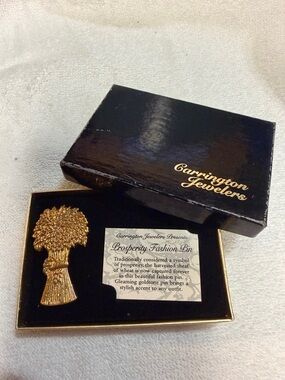 Gold-Tone Prosperity Wheat Sheaf Brooch